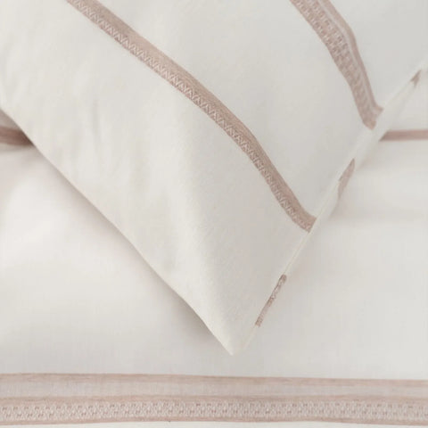 Karaca Home Vetro Beige Doppel Garn gefärbt Bettbezug Set