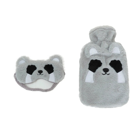 Karaca Home Animal Wärmflasche und weißes Schlafmaske-Set Grau