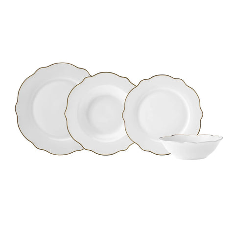 Karaca Daisy Gold Wellenform 24 Teile für 6 Personen Porzellangeschirr