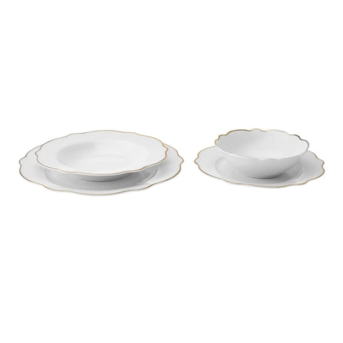 Karaca Daisy Gold Wellenform 24 Teile für 6 Personen Porzellangeschirr