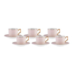 Karaca Jolly Pink Thin Line 6 Personen Kaffeebecher Set 100 ml