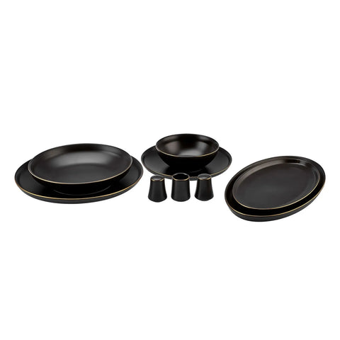 Karaca Elara Mattschwarzes 57-teilig New Generation Bone Geschirr-Set für 12 Personen