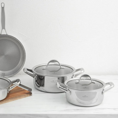 Karaca PowerSteel 316+ 3Ply Stahl Wabentopf 24 cm 4.6 Lt