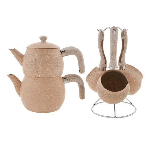 Karaca Biogranit Stahl Plus Bakelit Teekanne und Kaffeekanne Set Kaffee