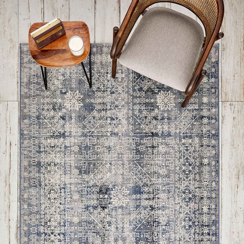 Kaşmir Halı 7/24 Alaca Patchwork Teppich Blau 160 x 230