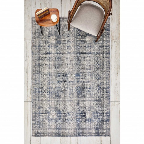 Kaşmir Halı 7/24 Alaca Patchwork Teppich Blau 160 x 230
