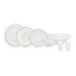 Karaca Daisy Gold Wave Shape tiefe Schüssel 27-teilig 6 Personen Geschirr-Set