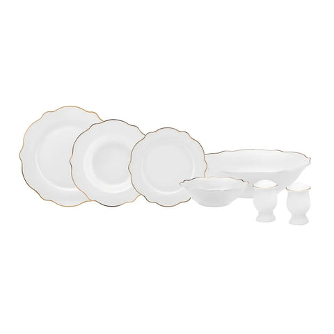 Karaca Daisy Gold Wave Shape tiefe Schüssel 27-teilig 6 Personen Geschirr-Set