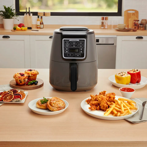 Karaca Air Cook mit Bratfunktion XL Air Fryer Space Gray Black