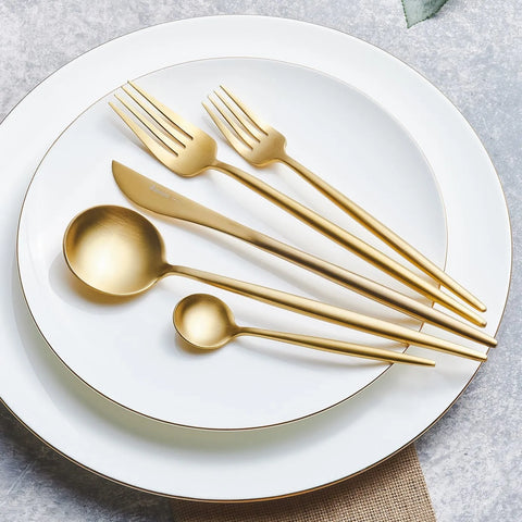 Karaca Jupiter Matte Gold 60-teiliges Besteck für 12 Personen mit Boxed 