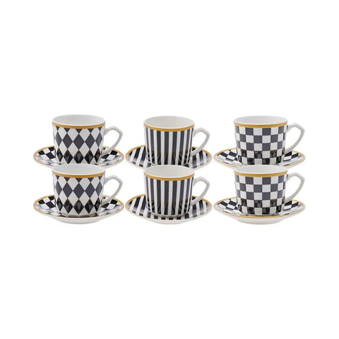 Karaca Chekers Espressotassen-Set für 6 Personen 80 ml