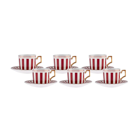 Karaca Jolly Red Bold Line Satz von 6 Kaffeetassen 100 ml