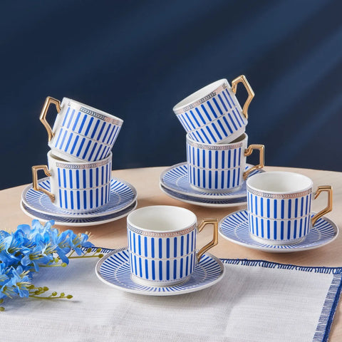 Karaca Jolly Blue Thin Satz von 6 Kaffeetassen 100 ml