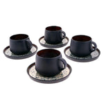 Karaca Black Galactic Reactive 8-teilig Teetassen-Set