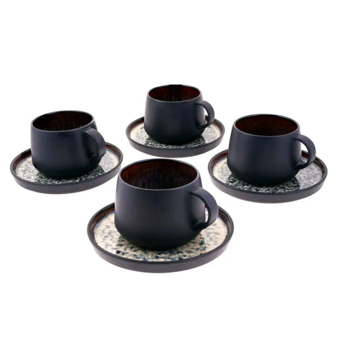 Karaca Black Galactic Reactive 8-teilig Teetassen-Set 
