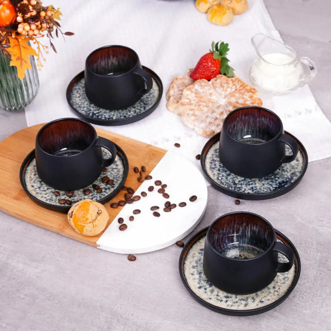 Karaca Black Galactic Reactive 8-teilig Teetassen-Set 