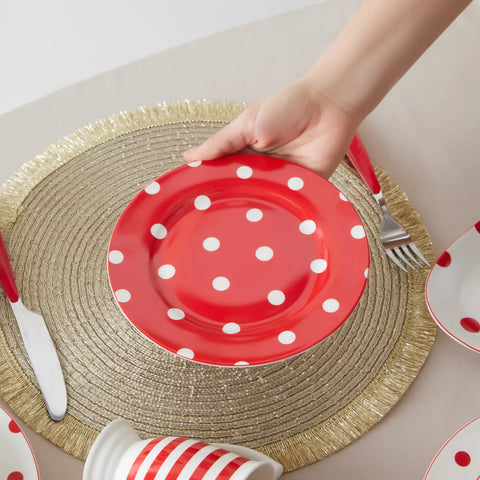 Karaca Polka Dot Rot Porzellan Dessertteller 19 cm