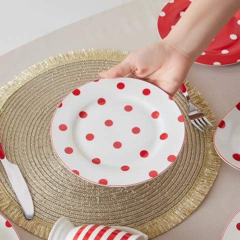 Karaca Polka Dot Weiß Porzellan Dessertteller 19 cm