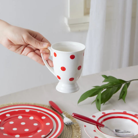 Karaca Polka Dot Weiß Porzellan Tasse 360 ml