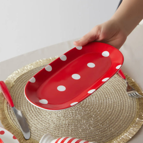 Karaca Polka Dot Rot Porzellanteller 26 cm