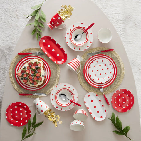 Karaca Polka Dot Rot Porzellanteller 26 cm