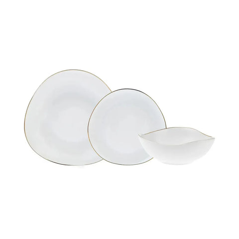Karaca Middle Streamline Gold 12 Teilig Geschirrset, New Generation Bone