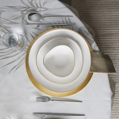 Karaca Middle Streamline Gold 12 Teilig Geschirrset, New Generation Bone