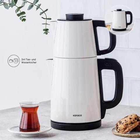 Karaca Tea Break Cream Edelstahl-Wasserkocher & Teezubereiter