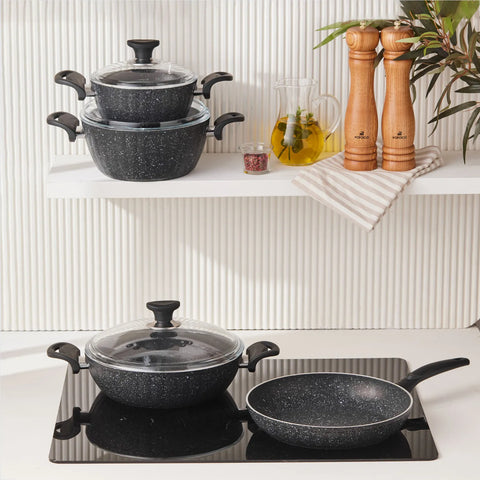 Cookplus Biogranit Dream 7-teiliges Kochgeschirr-Set Schwarz