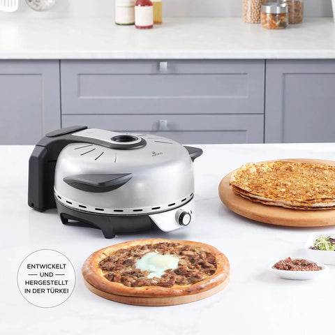 Karaca Gastro 10 in1 Pizza und Lahmacun Maschine Granit Silber 
