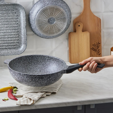 Karaca Serra Induktions Grau Biogranit Wok Pfanne 28cm 