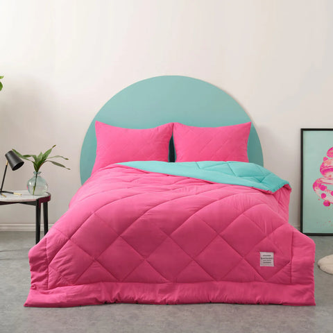 Karaca Home Smart Comfort Himbeere 100% Mikrofaser Doppelbettdecke mit Bettlaken 