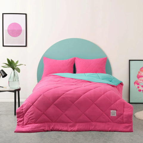 Karaca Home Smart Comfort Himbeere 100% Mikrofaser Doppelbettdecke mit Bettlaken 