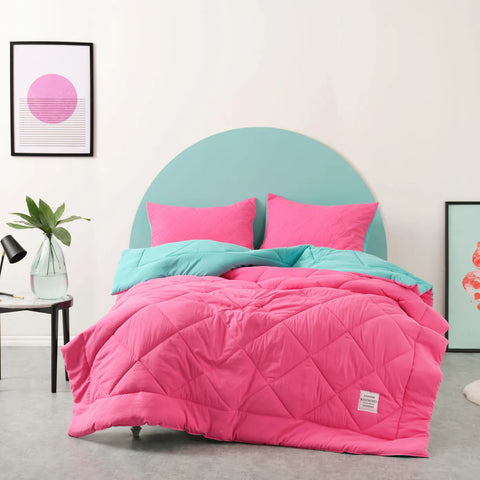 Karaca Home Smart Comfort Himbeere 100% Mikrofaser Doppelbettdecke mit Bettlaken 