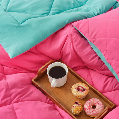 Karaca Home Smart Comfort Himbeere 100% Mikrofaser Bettdecke Set mit Bettlaken