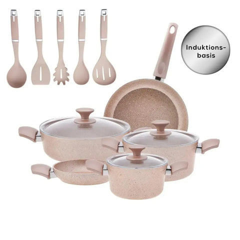Karaca Biogranit Induktion 13 Teile Rose Gold Kochtopfset 