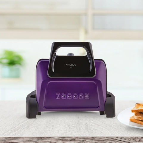 Karaca Future Plus Biodiamond Violett Antibakterieller Grill und Toaster 1800W