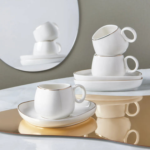Karaca Tribe Porzellan-Kaffeetassen-Set für 6 Personen 90 ml 