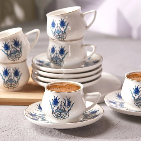 Karaca İznik Neues Formular Kaffeetasse Set für 6 Personen 100 ml