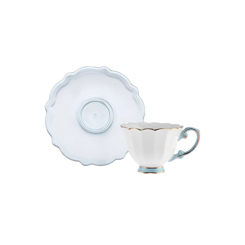 Karaca Samo 2 Personen Türkis Kaffeetasse Set mit Acryl Untertasse 90 ml