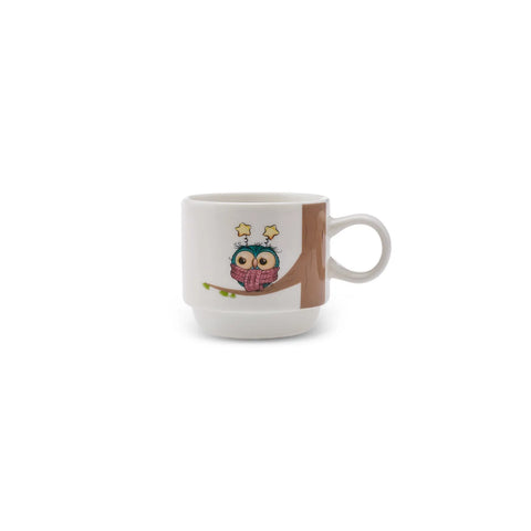 Karaca Owl Teetassen mit Ständer, 4-Teilig, 160 ml