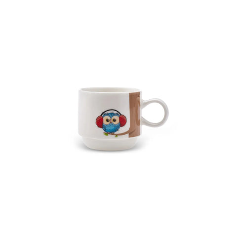 Karaca Owl Teetassen mit Ständer, 4-Teilig, 160 ml