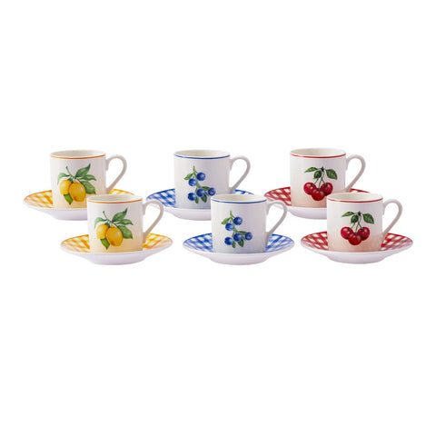 Karaca Piknik Kaffeetassen Set, 6 Personen, 80 ml