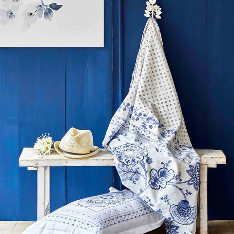 Karaca Home Amar Blau 100% Baumwolle Double Pique Set