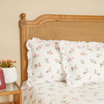 Karaca Home Silvie Rot 100% Baumwolle geraffte Doppel Bettlaken Set