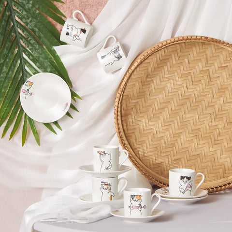 Karaca Katze Kaffeetasse Set für 6 Personen 80 ml