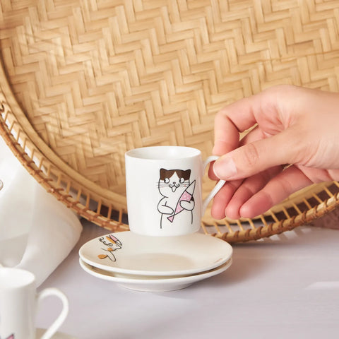 Karaca Katze Kaffeetasse Set für 6 Personen 80 ml