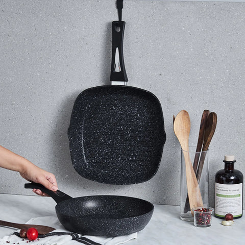 Karaca Defne Bio Granit Pfanne-Grill-Set Schwarz