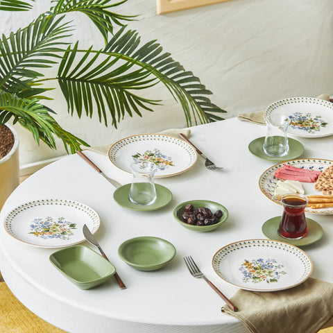 Karaca Foliage 25 Teile für 6 Personen Porzellan Frühstück/Service Set