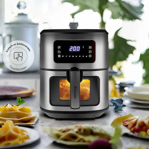 Karaca Multifry Inox XXL 6,5 Liter Airfryer mit digitalem Glasfenster 